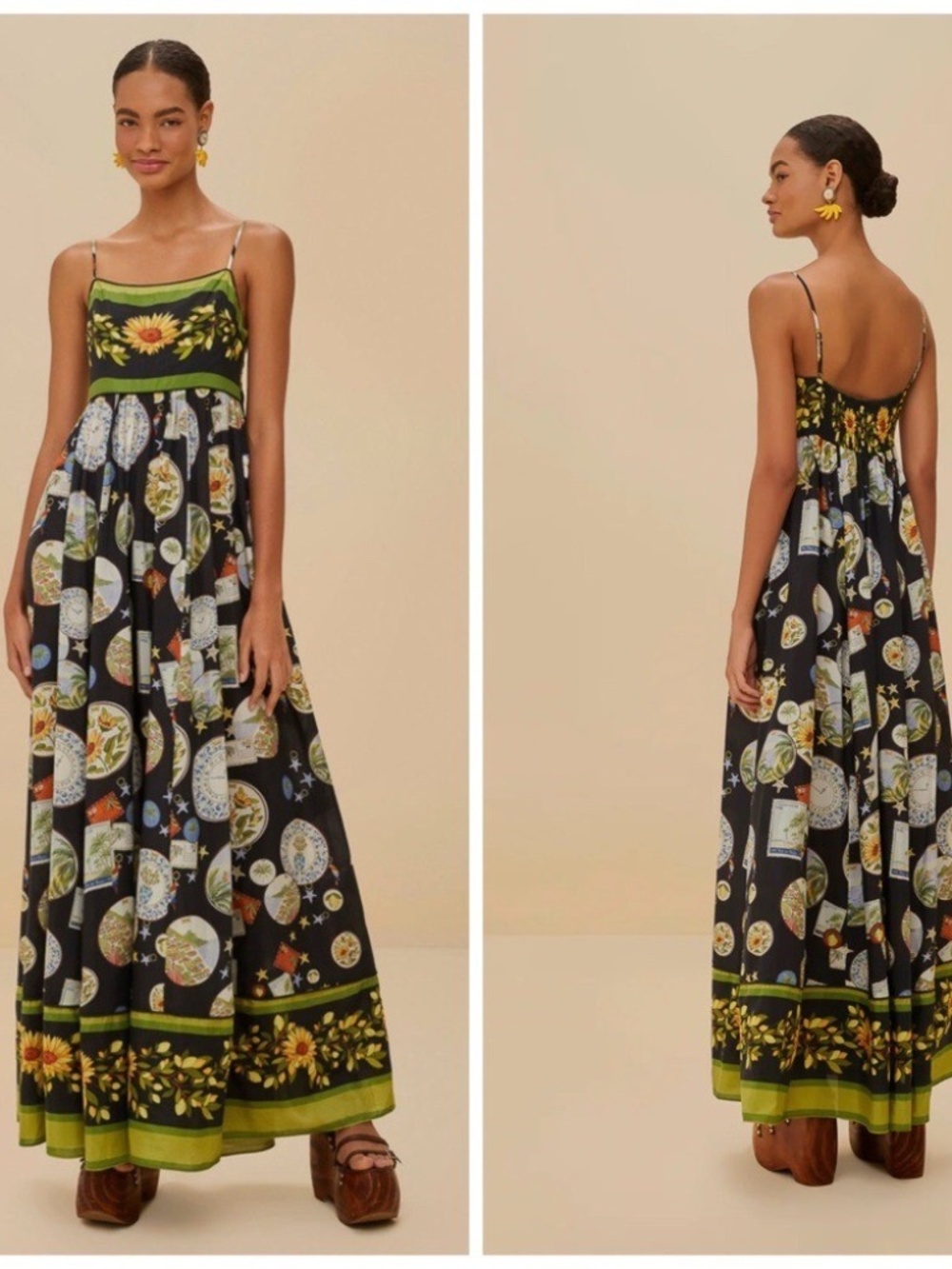FARM Rio Black Trip Souvenir Maxi Dress